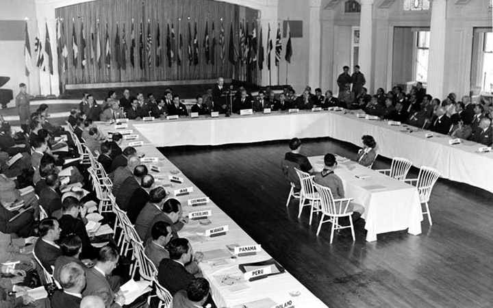 Delegates at the Bretton Woods conference, 1944